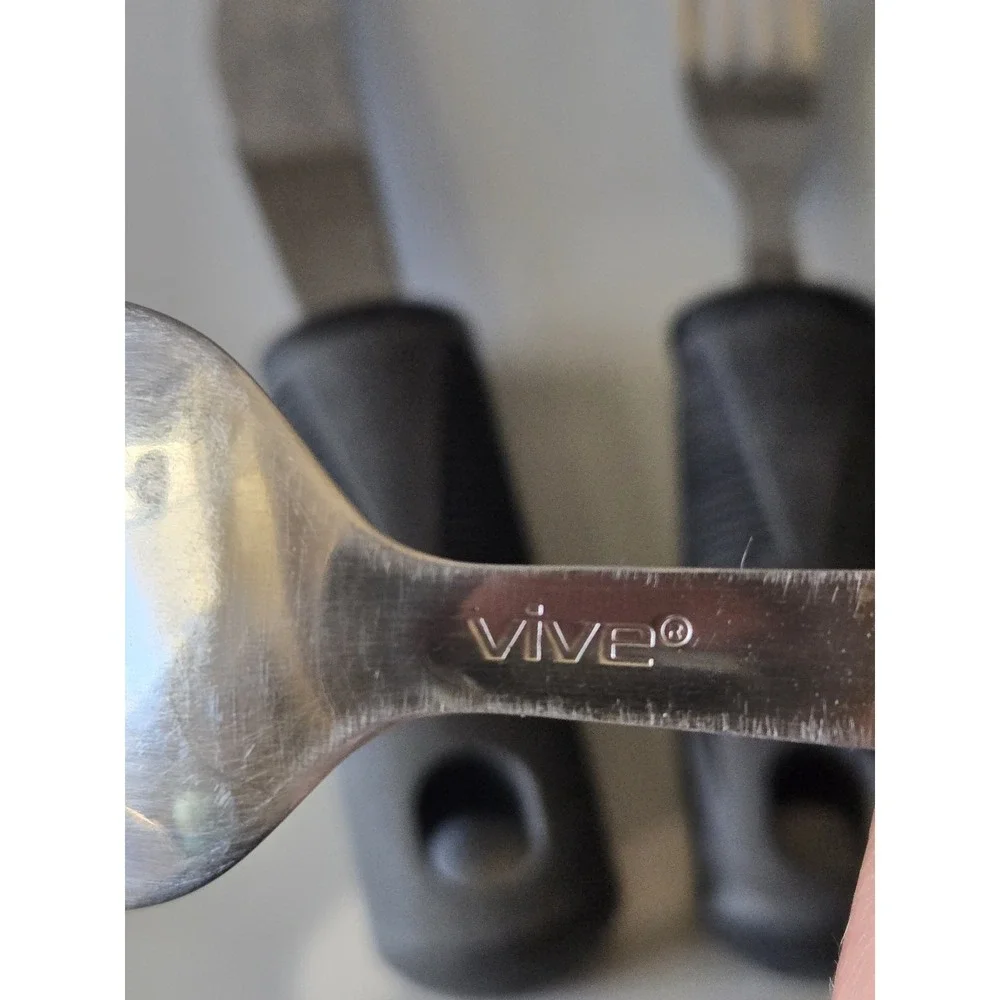 VIVE Weighted Adaptive Silverware Set Easy Grip Handles Arthritis Disability Aid